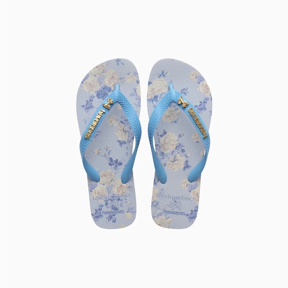 Havaianas Kids Light Blue Floral Flip Flops